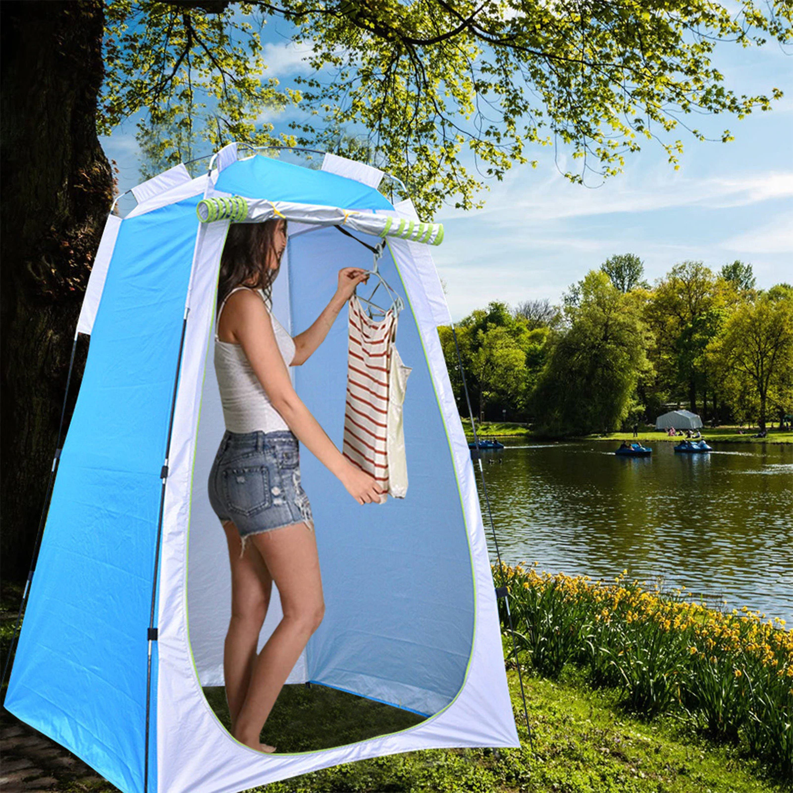 Cheap Goat Tents Outdoor Portable Privacy Shower Toilet Tent Foldable Camping Tent Anti UV Outdoor Dressing Tent Beach Camping Equipment Tents 